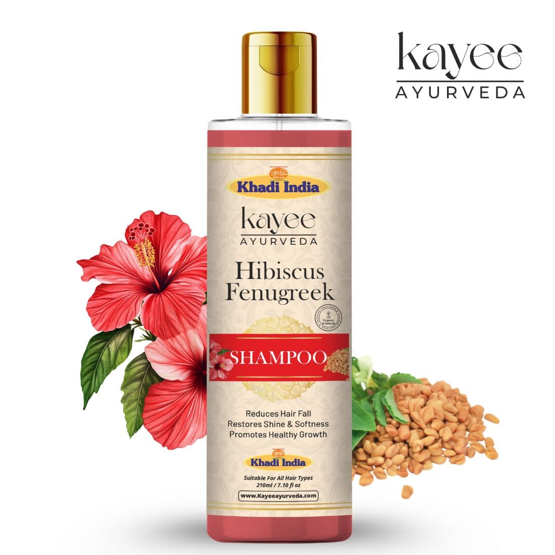 Kayee Ayurveda Khadi Hibiscus Fenugreek Shampoo 210ml