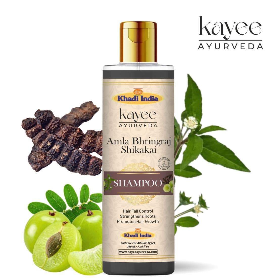 Kayee Ayurveda Khadi Amla Bhringraj Shikakai Shampoo 210ml