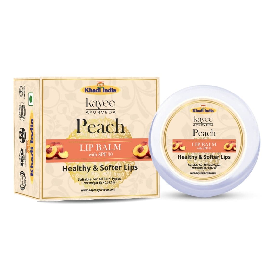 Kayee Ayurveda Khadi Peach Lip Balm 6ml