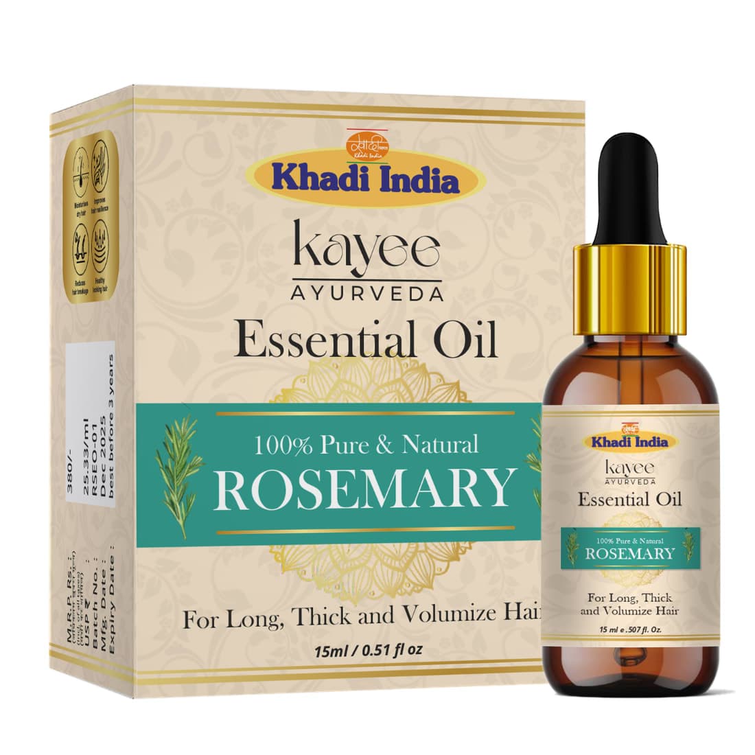 Kayee Ayurveda Khadi Rosemary Essential Oil 15 ML Essential Oil 15ml